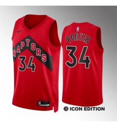 Men's Toronto Raptors #34 Jontay Porter Red Icon Edition Stitched Basketball Jersey