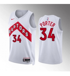 Men's Toronto Raptors #34 Jontay Porter White Association Edition Stitched Basketball Jersey