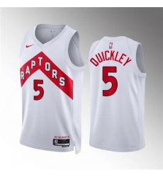 Men's Toronto Raptors #5 Immanuel Quickley White Association Edition Stitched Basketball Jersey