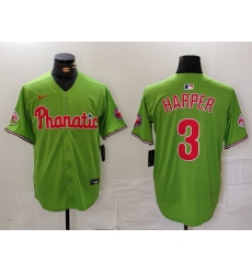 Men's Philadelphia Phillies #3 Bryce Harper Green With Stitched Cool Base Nike Jersey