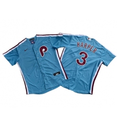 Men's Philadelphia Phillies #3 Bryce Harper Nike Light Blue Authentic Alternate Baseball Jersey