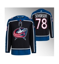 Men's Columbus Blue Jackets #78 Damon Severson Black 2022-23 Reverse Retro Stitched Jersey