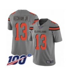 Youth Cleveland Browns #13 Odell Beckham Jr. 100th Season Limited Gray Inverted Legend Football Jersey