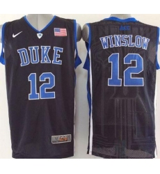 Blue Devils #12 Justise Winslow Black Basketball Stitched NCAA Jersey