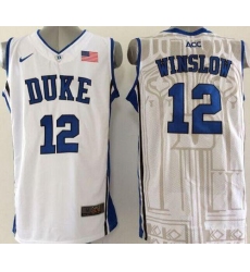 Blue Devils #12 Justise Winslow White Basketball New Stitched NCAA Jersey