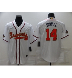 Men's Atlanta Braves #14 Adam Duvall White 2022 Gold Program Authentic Player Jersey