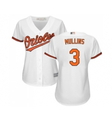 Women's Baltimore Orioles #3 Cedric Mullins Replica White Home Cool Base Baseball Jersey