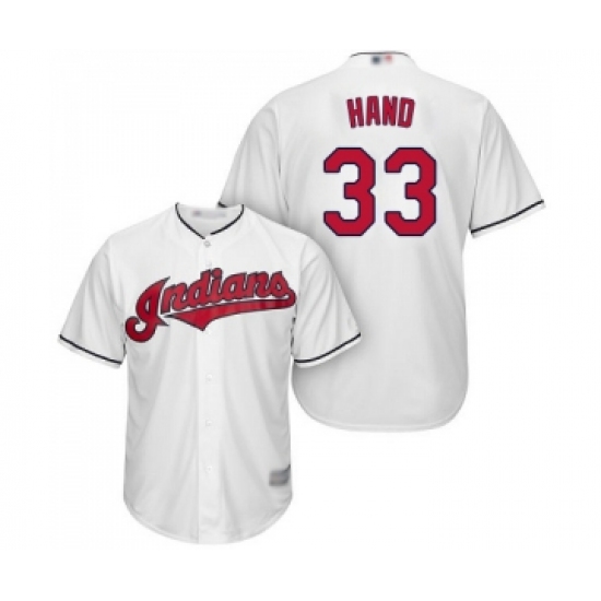 Men's Cleveland Indians #33 Brad Hand Replica White Home ...