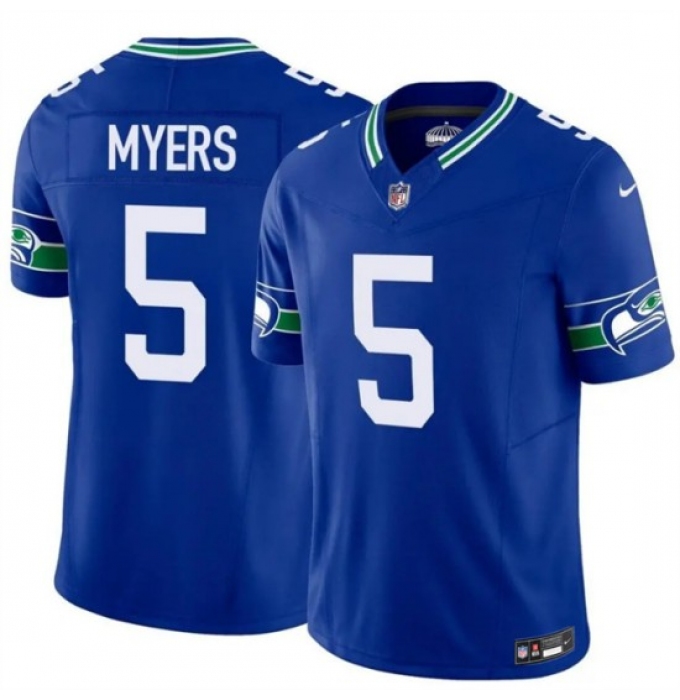 Men's Seattle Seahawks #5 Jason Myers Royal 2025 F.U.S.E Throwback Vapor Limited Stitched Football Jersey