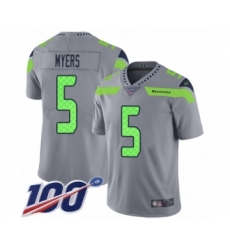 Youth Seattle Seahawks #5 Jason Myers Limited Silver Inverted Legend 100th Season Football Jersey