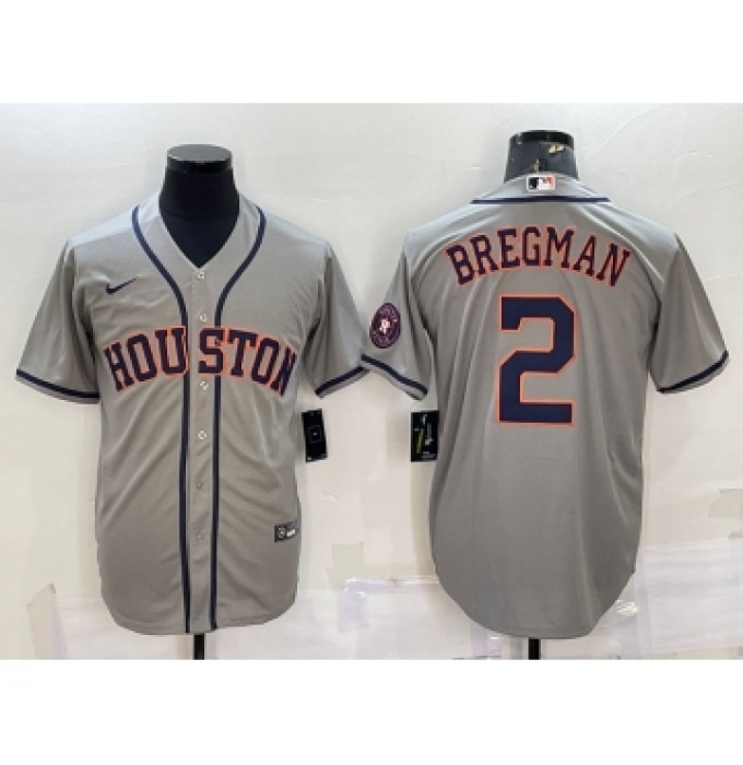 Men's Houston Astros #2 Alex Bregman Grey With Patch Stitched MLB Cool Base Nike Jersey