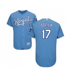 Men's Kansas City Royals #17 Hunter Dozier Light Blue Alternate Flex Base Authentic Collection Baseball Jersey