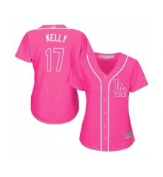 Women's Los Angeles Dodgers #17 Joe Kelly Authentic Pink Fashion Cool Base Baseball Jersey