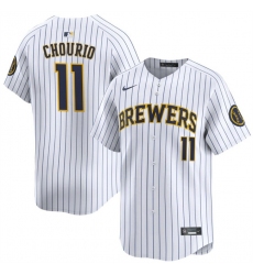 Men's Milwaukee Brewers #11 Jackson Chourio White 2024 Alternate Limited Stitched Baseball Jersey