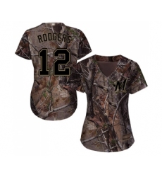 Women's Milwaukee Brewers #12 Aaron Rodgers Authentic Camo Realtree Collection Flex Base Baseball Jersey