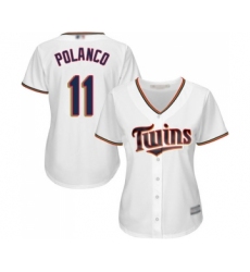 Women's Minnesota Twins #11 Jorge Polanco Replica White Home Cool Base Baseball Jersey