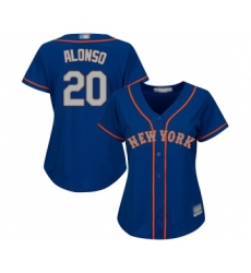 Women's New York Mets #20 Pete Alonso Authentic Royal Blue Alternate Road Cool Base Baseball Jersey