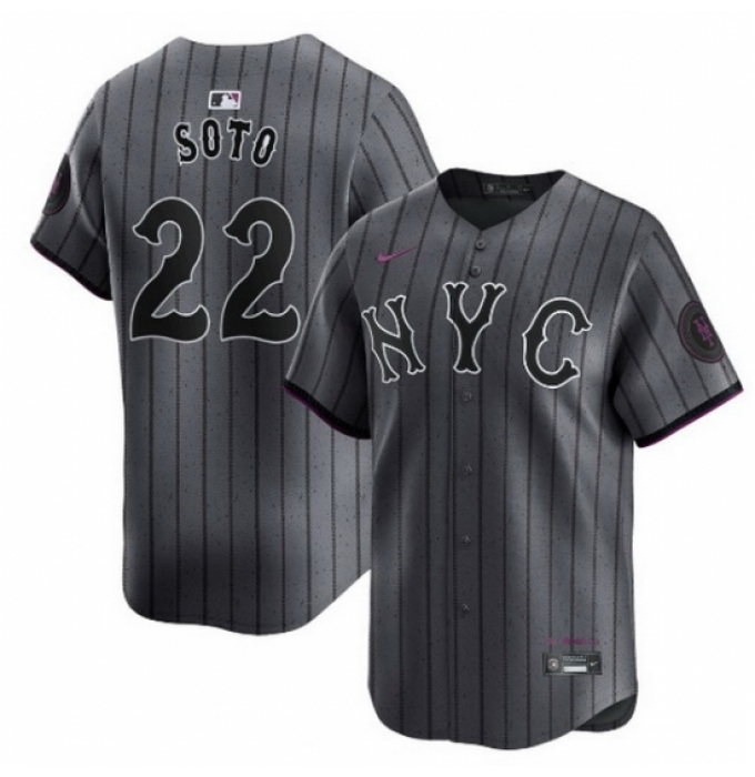 Men New York Mets Juan Soto #22 City Connect Limited Stitched MLB Jersey