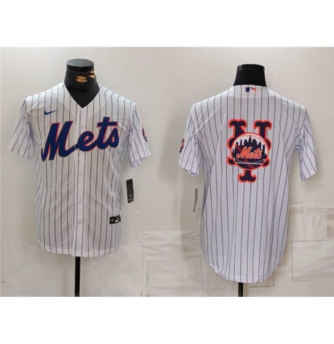 Men's New York Mets White Team Big Logo Cool Base Stitched Baseball Jersey