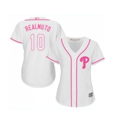 Women's Philadelphia Phillies #10 J. T. Realmuto Replica White Fashion Cool Base Baseball Jersey