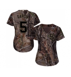 Women's San Diego Padres #5 Greg Garcia Authentic Camo Realtree Collection Flex Base Baseball Jersey