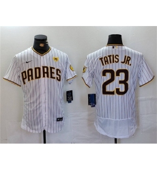 Men's San Diego Padres #23 Fernando Tatis Jr. White With PS Flex Base Stitched Baseball Jersey