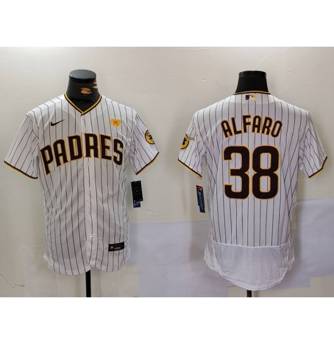 Men's San Diego Padres #38 Jorge Alfaro White With PS Stitched Flex Base Jersey