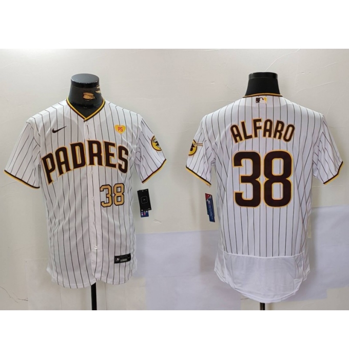 Men's San Diego Padres #38 Jorge Alfaro White With PS Stitched Flex Base Jerseys