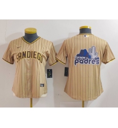 Women's San Diego Padres Tan Team Big Logo Stitched Baseball Jersey(Run Small)