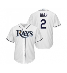 Men's Tampa Bay Rays #2 Yandy Diaz Replica White Home Cool Base Baseball Jersey