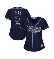 Women's Tampa Bay Rays #2 Yandy Diaz Replica Navy Blue Alternate Cool Base Baseball Jersey