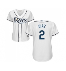 Women's Tampa Bay Rays #2 Yandy Diaz Replica White Home Cool Base Baseball Jersey