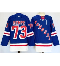 Men's New York Rangers #73 Matt Rempe Royal 2024-25 Home With A Stitched Hockey Jersey