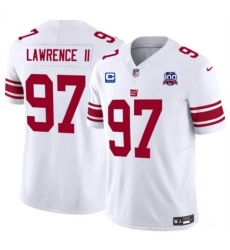 Men's New York Giants #97 Dexter Lawrence II White 2024 F.U.S.E. With 3-Star C And 100TH Season Vapor Untouchable Limited Stitched Jersey