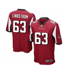 Men's Atlanta Falcons #63 Chris Lindstrom Game Red Team Color Football Jersey