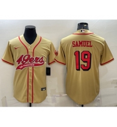 Men's San Francisco 49ers #19 Deebo Samuel Gold Color Rush With Patch Cool Base Stitched Baseball Jersey