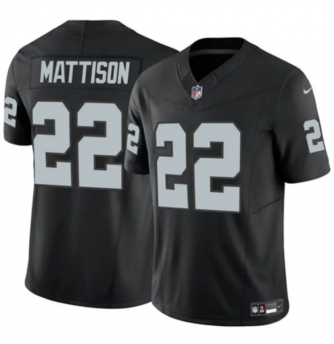 Men's Las Vegas Raiders #22 Alexander Mattison Black 2024 F.U.S.E. Vapor Football Stitched Jersey