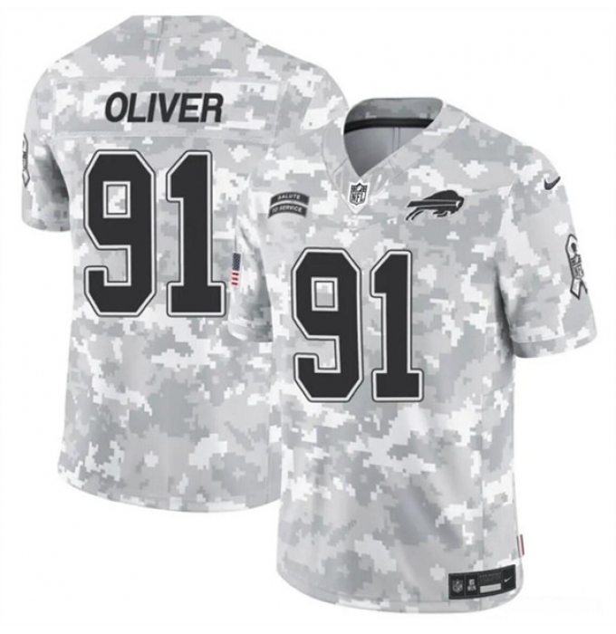 Men's Buffalo Bills #91 Ed Oliver 2024 F.U.S.E. Arctic Camo Salute to Service Limited Football Stitched Jersey