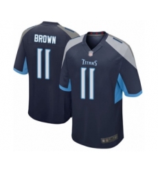 Men's Tennessee Titans #11 A.J. Brown Game Navy Blue Team Color Football Jersey