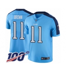 Youth Tennessee Titans #11 A.J. Brown Limited Light Blue Rush Vapor Untouchable 100th Season Football Jersey