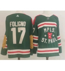 Men Minnesota Wild 17 Foligno Green Classic Edition 2022 Adidas NHL Jersey