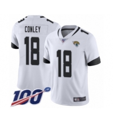 Men's Jacksonville Jaguars #18 Chris Conley White Vapor Untouchable Limited Player 100th Season Football Jersey