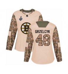 Women's Boston Bruins #48 Matt Grzelcyk Authentic Green Salute to Service 2019 Stanley Cup Final Bound Hockey Jersey