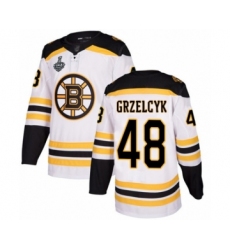 Youth Boston Bruins #48 Matt Grzelcyk Authentic White Away Fanatics Branded Breakaway 2019 Stanley Cup Final Bound Hockey Jersey