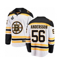 Youth Boston Bruins #56 Axel Andersson Authentic White Away Fanatics Branded Breakaway 2019 Stanley Cup Final Bound Hockey Jersey