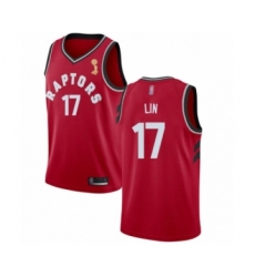 Men's Toronto Raptors #17 Jeremy Lin Swingman Red 2019 Basketball Finals Champions Jersey - Icon Edition