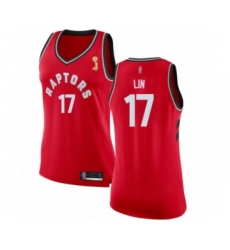 Women's Toronto Raptors #17 Jeremy Lin Swingman Red 2019 Basketball Finals Champions Jersey - Icon Edition