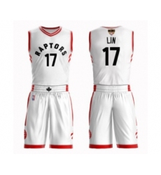 Youth Toronto Raptors #17 Jeremy Lin Swingman White 2019 Basketball Finals Bound Suit Jersey - Association Edition
