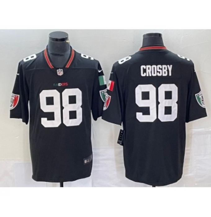 Men's Las Vegas Raiders #98 Maxx Crosby Black Mexico Vapor Stitched Jersey