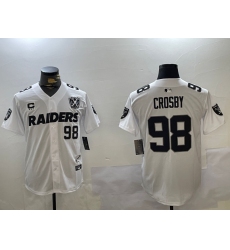 Men's Las Vegas Raiders #98 Maxx Crosby White Nevada Silver State And 65th Stitched Baseball Jersey